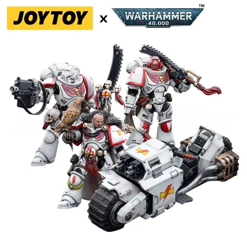 In Stock JOYTOY 1/18 Action Figure 40K White Scars Intercessors and Bike Anime Collection Military Model Toy