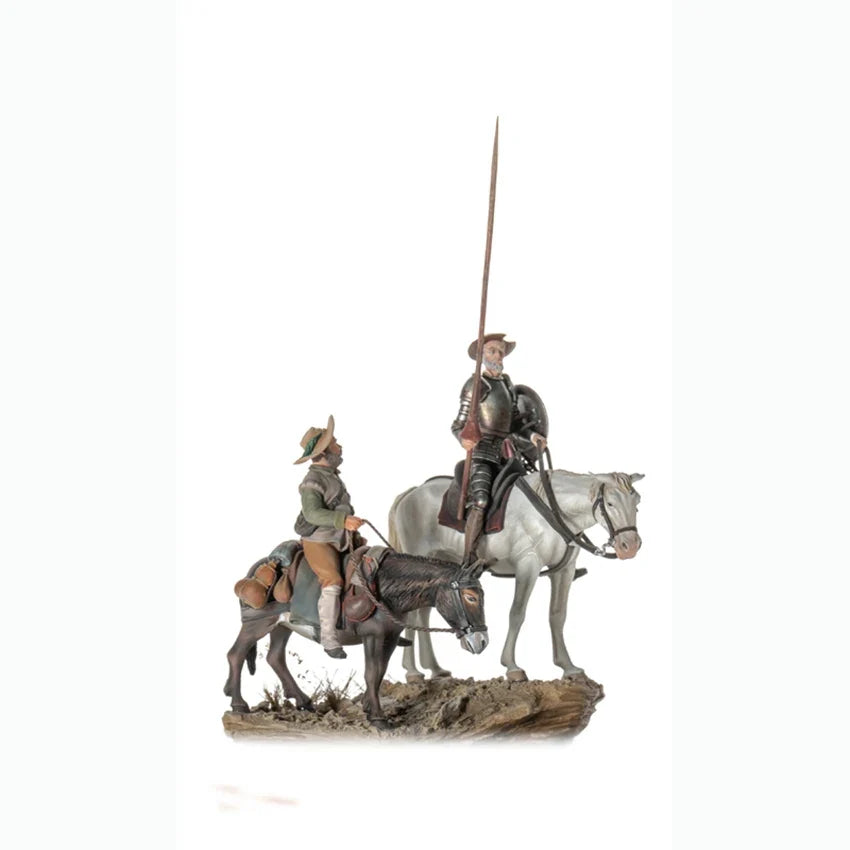 Unassambled   1/32 54mm ancient fantasy soldier Don Quixote and Sancho  figure  Resin figure miniature model kits Unpainted