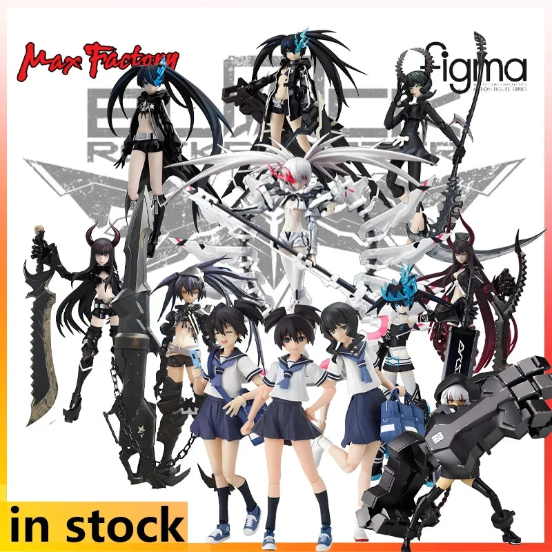 Max Factory Figma Finished Product Movable Exquisite Doll Black Rock Shooter Anime Action Figure Toy Model Festival Gift for Boy