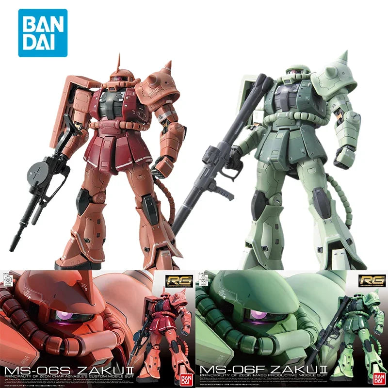 Spot-Direktlieferung Bandai Original Anime GUNDAM Modell RG MS-06S ZAKUⅡ MS-06F ZAKUⅡ Actionfigur Bauspielzeug für Kinder