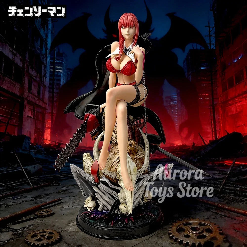 46cm/18.11in Anime Chainsaw Man Figure Makima Action Figures Pvc Statue Desktop Ornamen Collection Model Toys Gifts