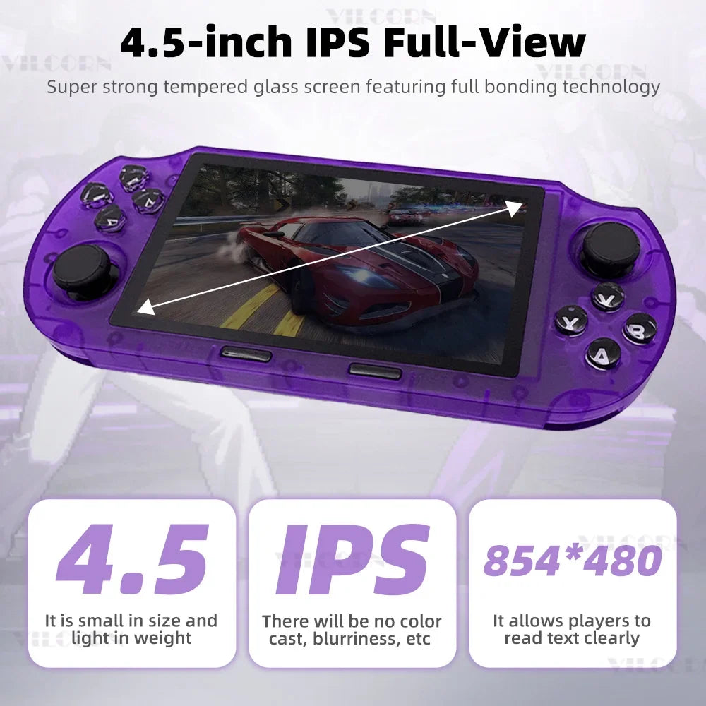 VILCORN SF3000 HD Handheld Game Console for PS1 GBA SNES MAME Retro Emulator 4.5 inch FHD Portable Gaming Machine Christmas Gift
