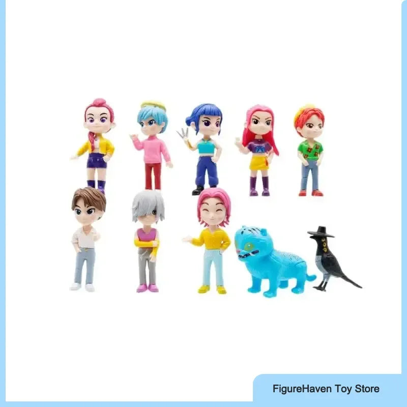 10pcs/Set Q-Chibi K-Pop: Demon Hunters Movie Merchandise Toy Desk Ornament Action Figure Anime Model Statue Girl Surprise Gifts