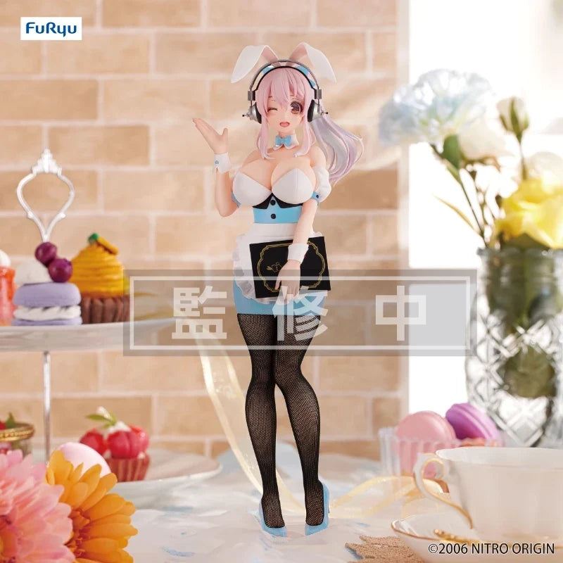 Original Genuine FuRyu BiCute Bunnies 28cm Super Sonico Blue Bunny Girl Anime Figure Toys
