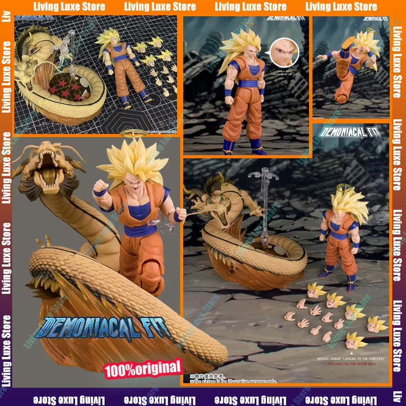 HEISS Dämonische Passform SSJ3 Goku Figur Dragon Ball Z SHF Super Saiyajin Goku Figur Drachen-Blaster Actionfiguren Modell Spielzeug Geschenke