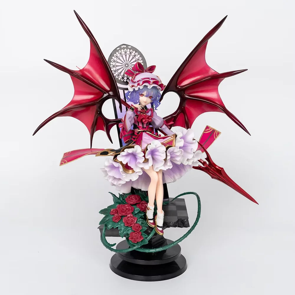 Touhou Project Remilia Scarlet Boxed Anime Figur Red Devil Wings Sitzende Pose 31cm Sammlerstück für Anime Otaku Fans