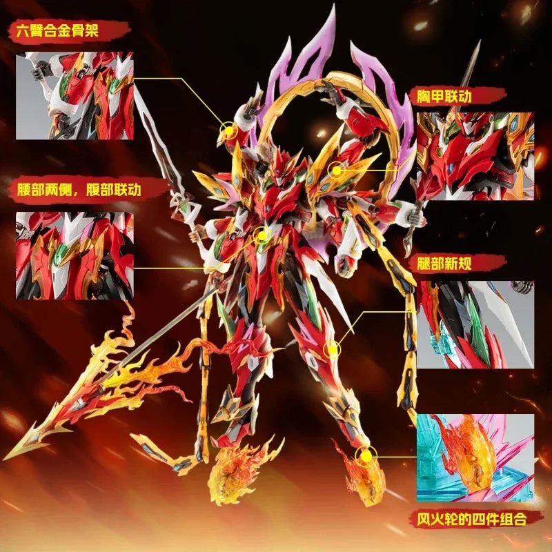 Motor Nuclear Nezha Six-Armed Mecha With Lotus Base Alloy Skeleton Assembly Model Kit Action Figures Trendy Toy Boy Ideal Gift