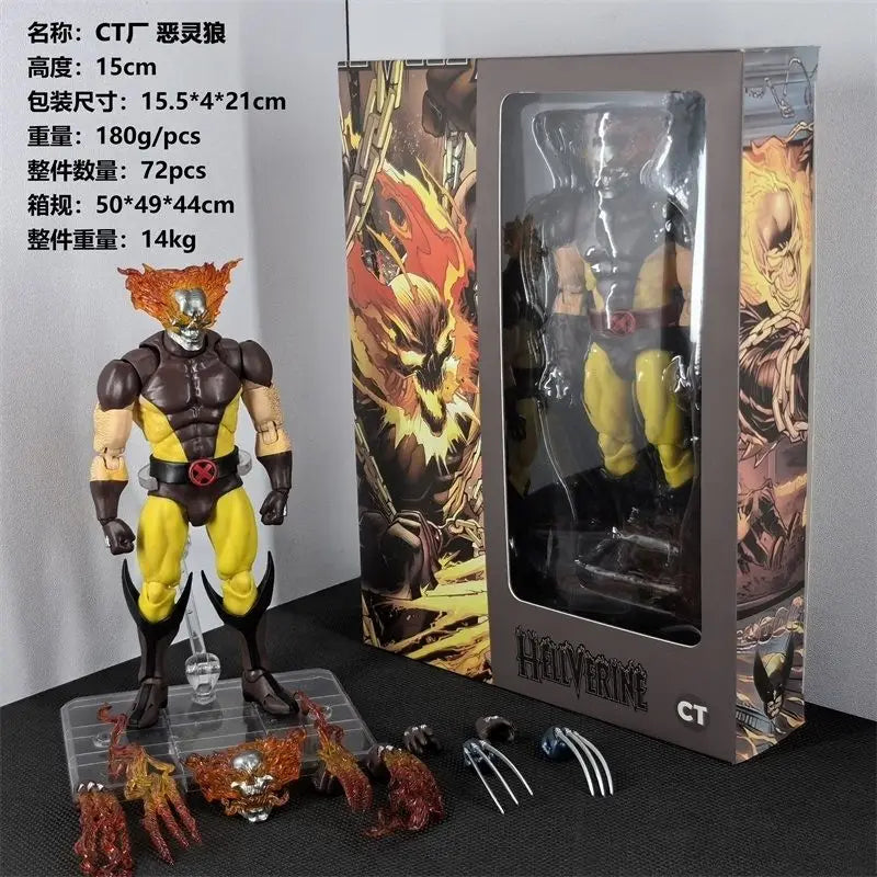 Ct Toys Wolverine Hellverine Figures Hot Mafex 096 X-Men Hell's Fire Action Figurine PVC Statue Collection Model Decor Gift Toy