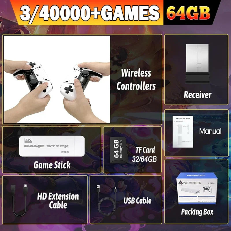 M15 4K Video Game Console Game Stick Retro Handheld Game Player Plus Built-in 3/40000 Games For GBA/SFC/Arcade Game Boy Gift