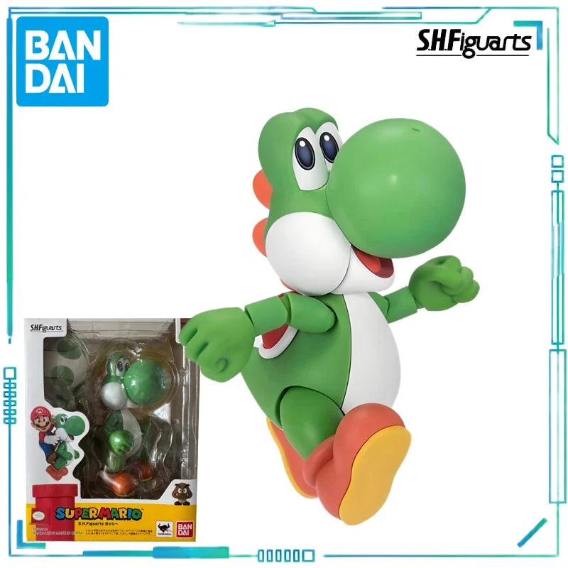 BANDAI Genuine S. H. Figuarts Series Movable Toys The Super Mario Series Is on Fire Super Mario，Yoshi Movable Model Collect