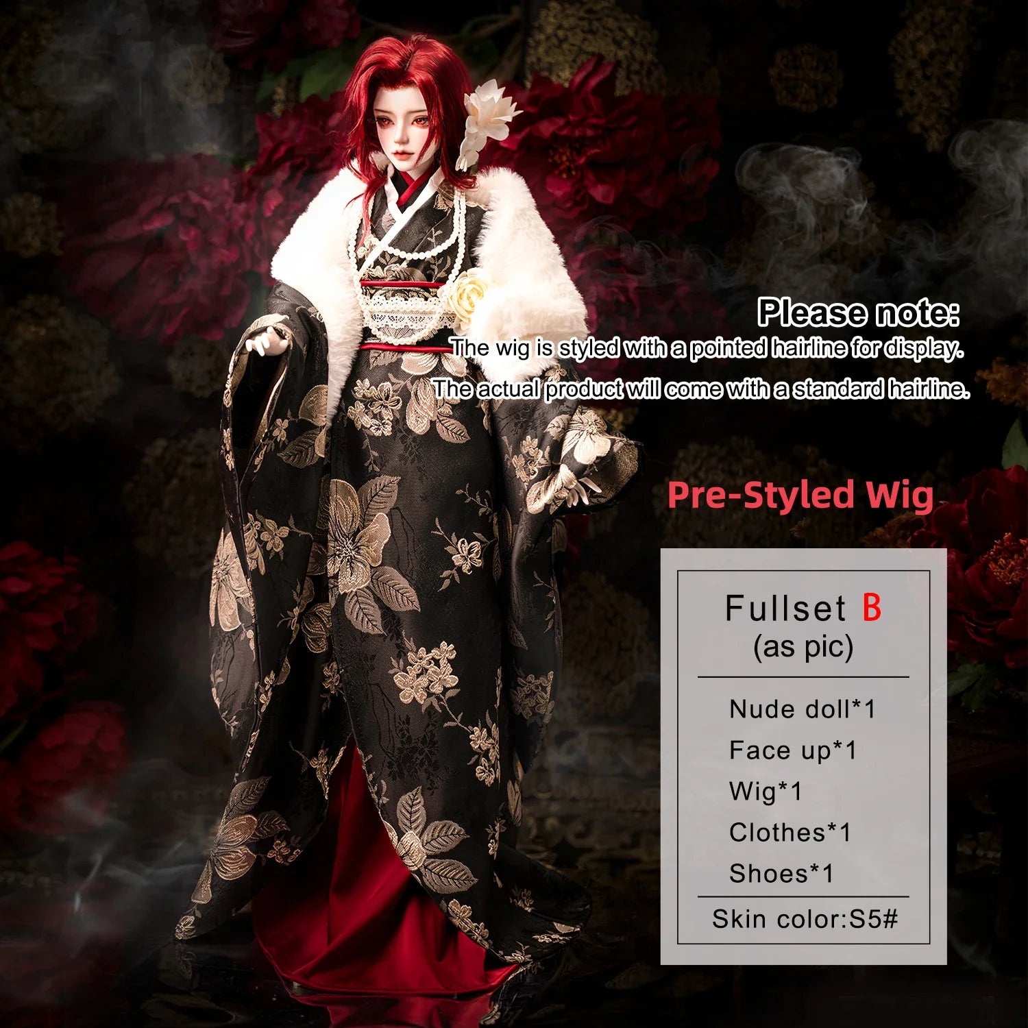 BJD Doll 1/3 Zhihui Fullset B Japanese Kimono Style The Boss Lady Underworld Shuga Fairy Resin Figure with Appliqués
