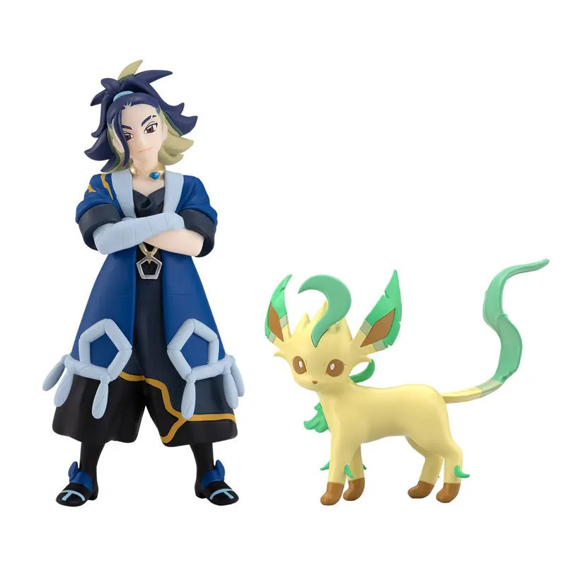 Bandai Original Pokemon Anime Figure SCALE WORLD Hisui Adaman Leafeon Action Figure Toys for Kids Gift Collectible Model