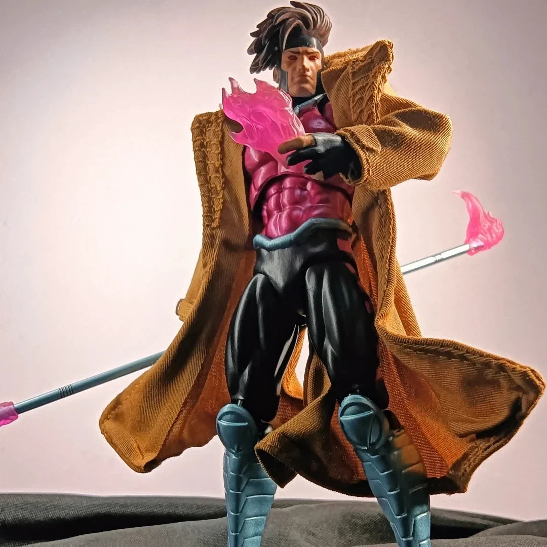 Ct Toys Marvel X-Men Gambit Action Figure By Ct Toys Mafex 131 Poseable Collectible Model With Removable Cape Staff For Display