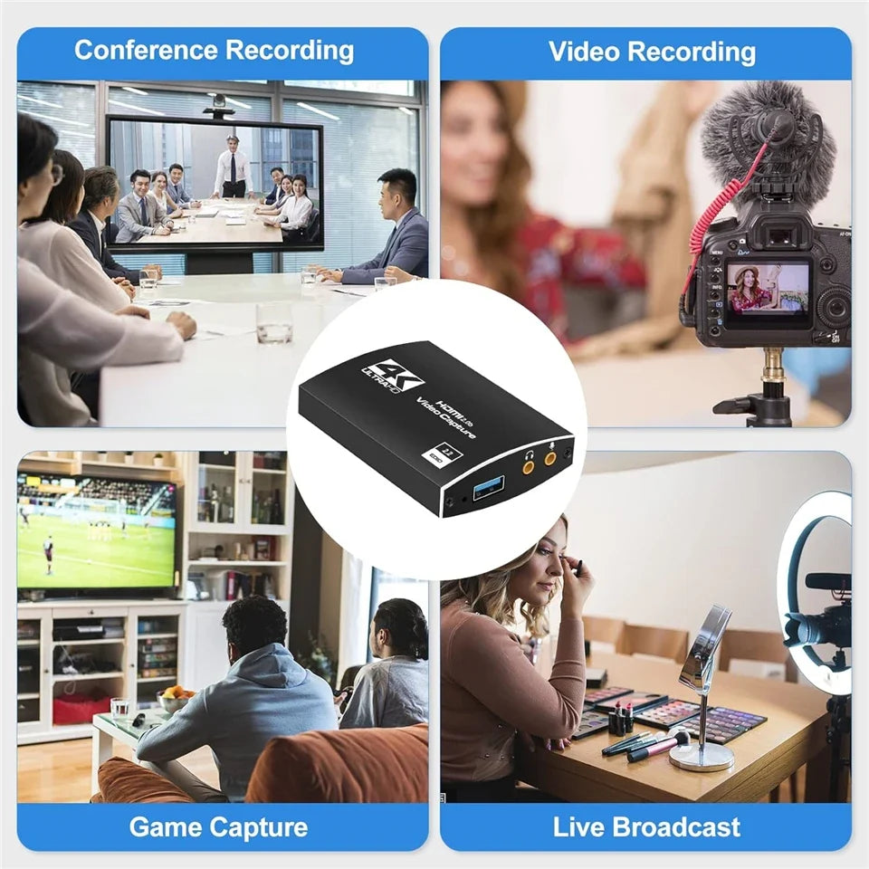 4K USB 3.0 Video Capture Card HDMI Bypass HDCP 1080P 60Hz HD Video Recorder Grabber For PS5 OBS Game Recording Live Streaming