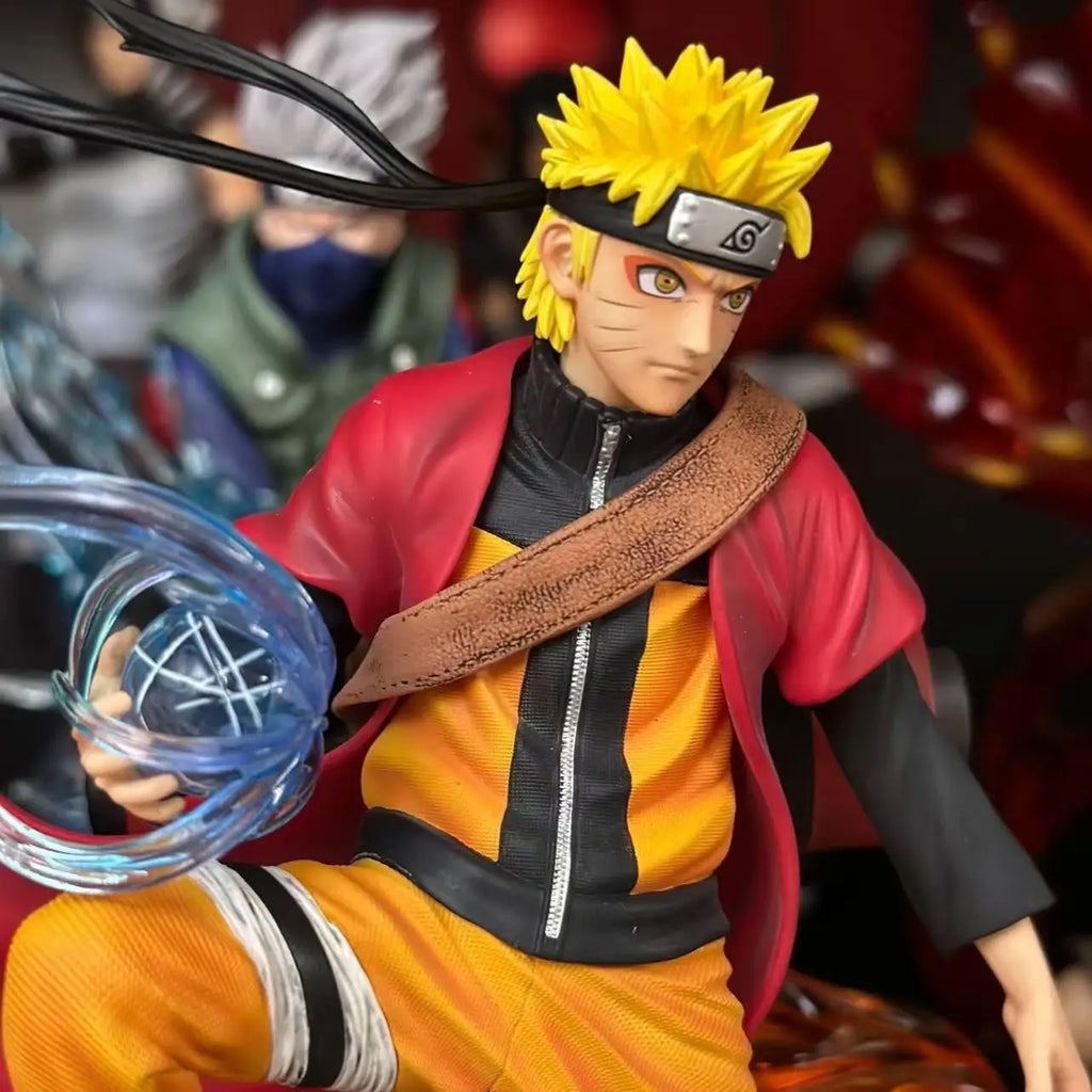 24cm Naruto Anime Figures Naruto Dan Sasuke A Hundred Ninjas for Ten Years Action Figure Statue Model Doll Collection Toys Gifts