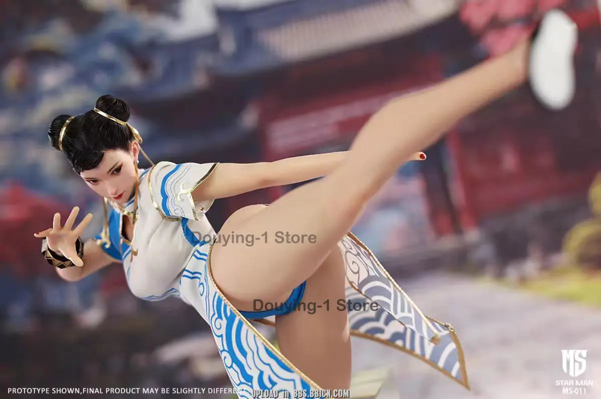 In Stock STAR Man 1/6 Ms-011 Chun-li Blue cloud pattern cheongsam Action Figure PVC Anime Model Toys Collection