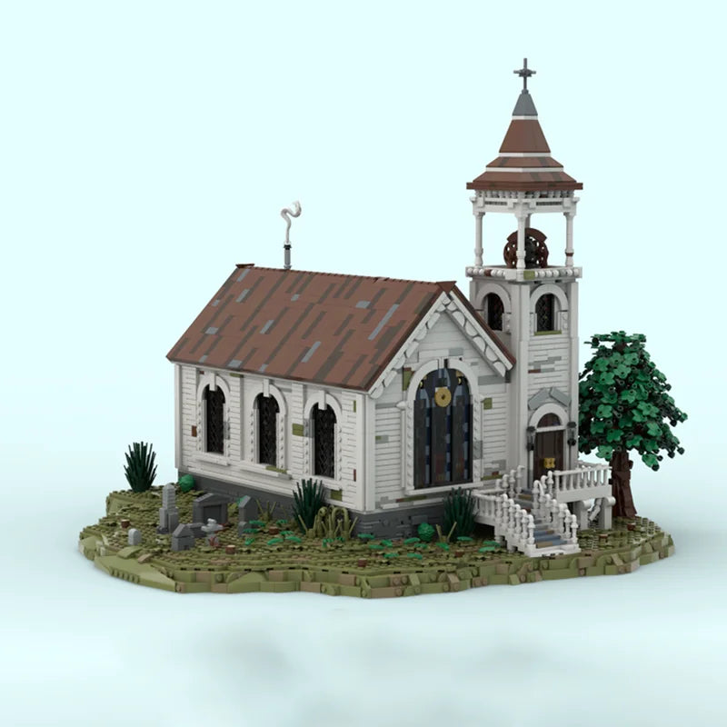 Moc Building Blocks Western Church - Valentine Red Dead Redemption 2 Model Technology Brick DIY Assembly Construction Toy Gifts