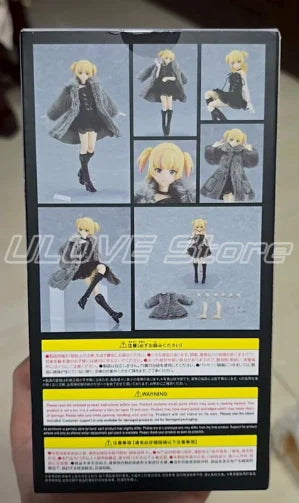 Original Max Factory Figma#581a Figma#581b Black Tight Dress Fur Coat / Black Tight Dress Action Figures Model