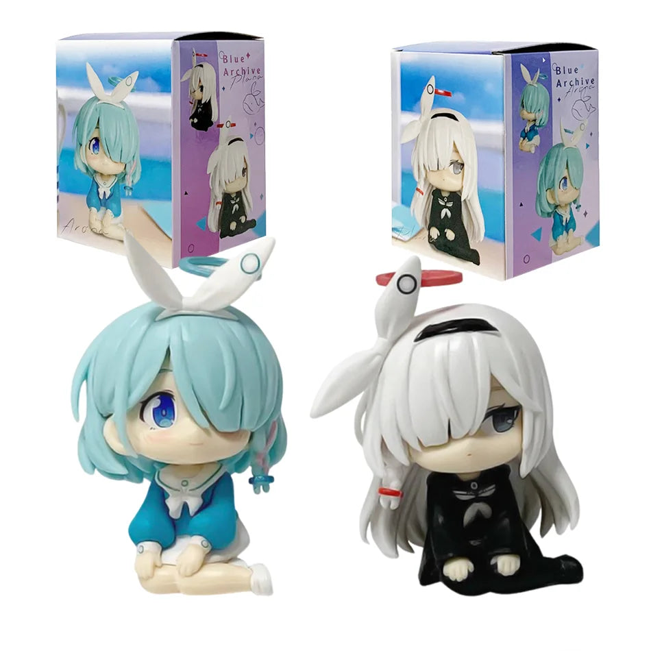 Beautiful Girl 7.5cm Blue Figure Anime Cute Chibi Desktop Standing Pose Animation Model Toy Gift Collection Ornament PVC