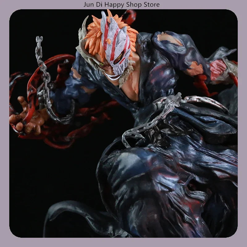 22cm Bleach Ichigo Kurosaki Hollow Mask Attacking Pose Anime Figure Model Statue Desktop Decoration