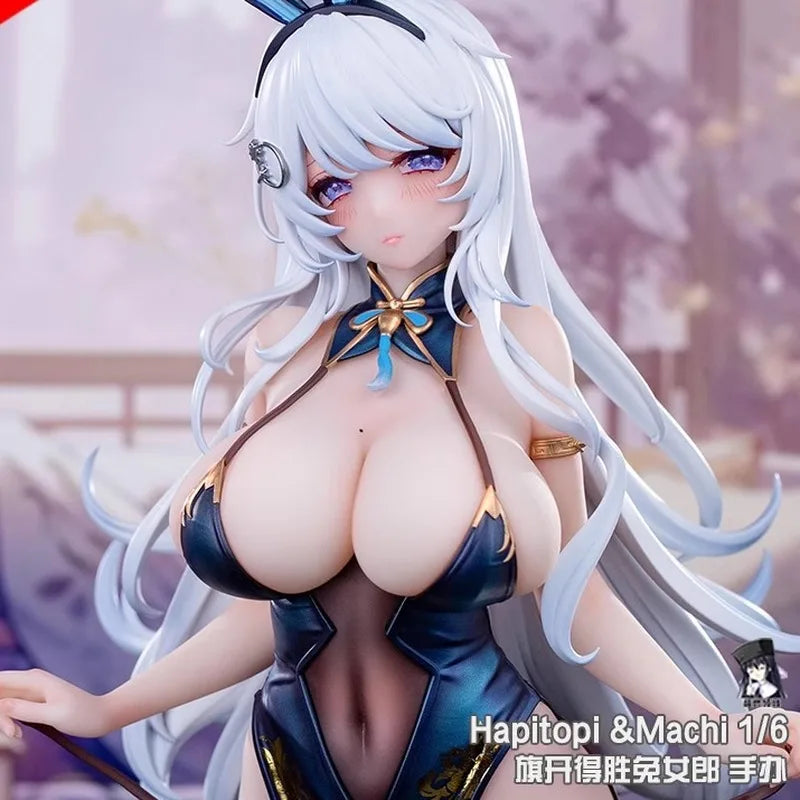 Original Hapitopi&Machi Flag Winning Bunny Girl 1/6 Silk Stockings White-haired Cheongsam Collection Doll Collection Gifts