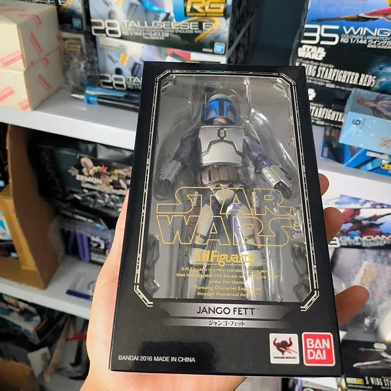 In stock Bandai SHF Jango Fett Action Figure Star Wars Anime Model Toys for Boys Gifts Original Box