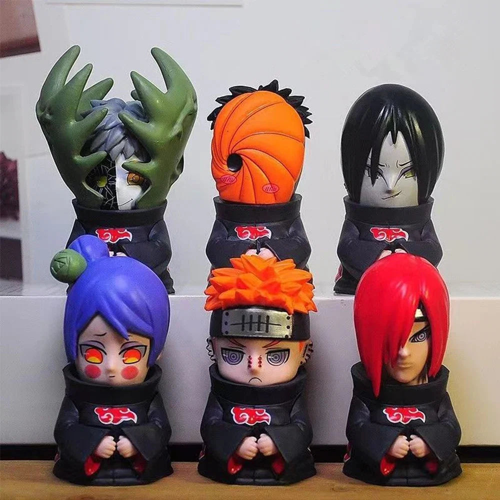 6Pcs/set Naruto Amine figure Shippuden  Action Figures Q Version Cute Akatsuki Itachi Pain Obito Model Doll Collection Toys Gift