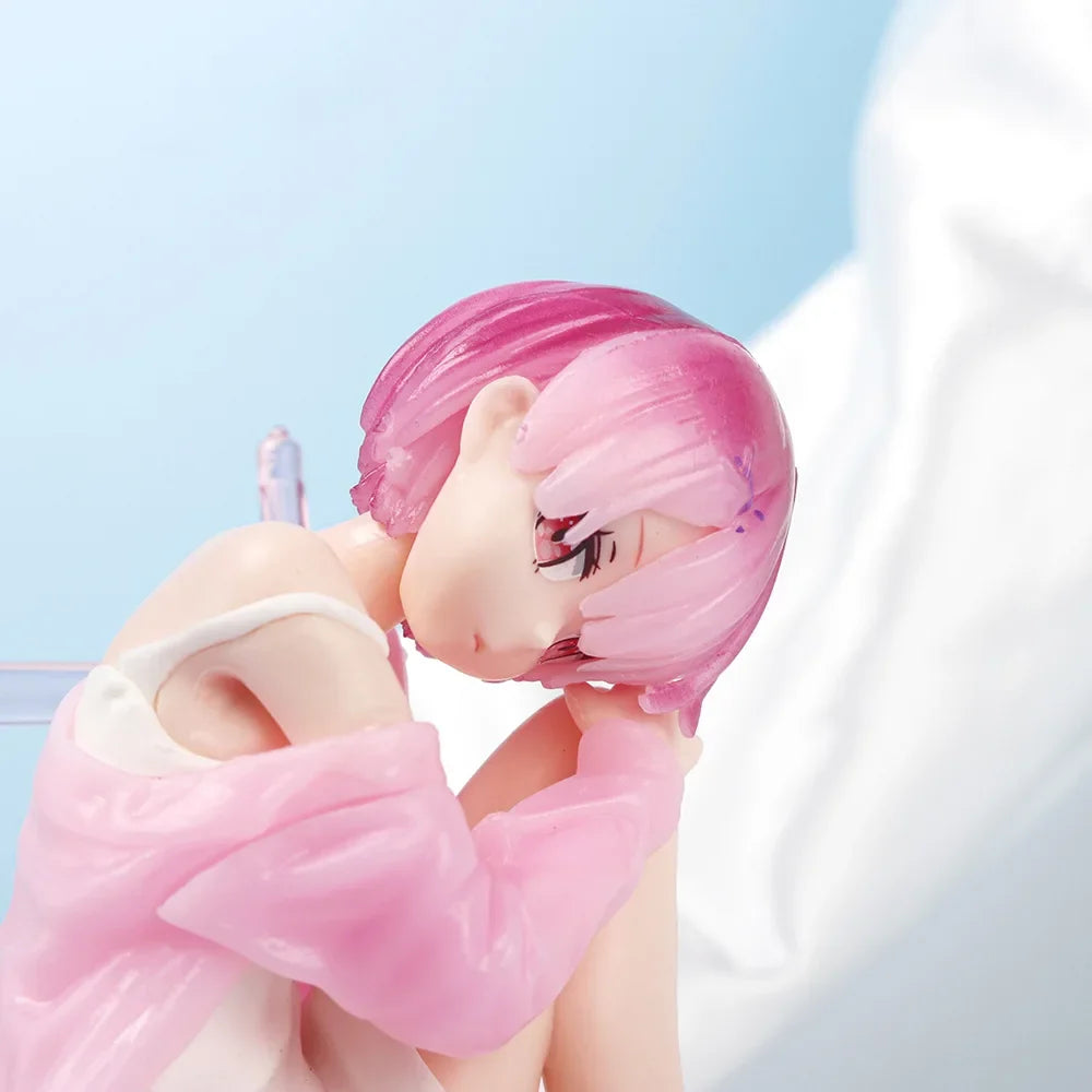 New15cm Anime beautiful girl Figure Pajamas Sitting cross legged on a chair PVC Collection Model