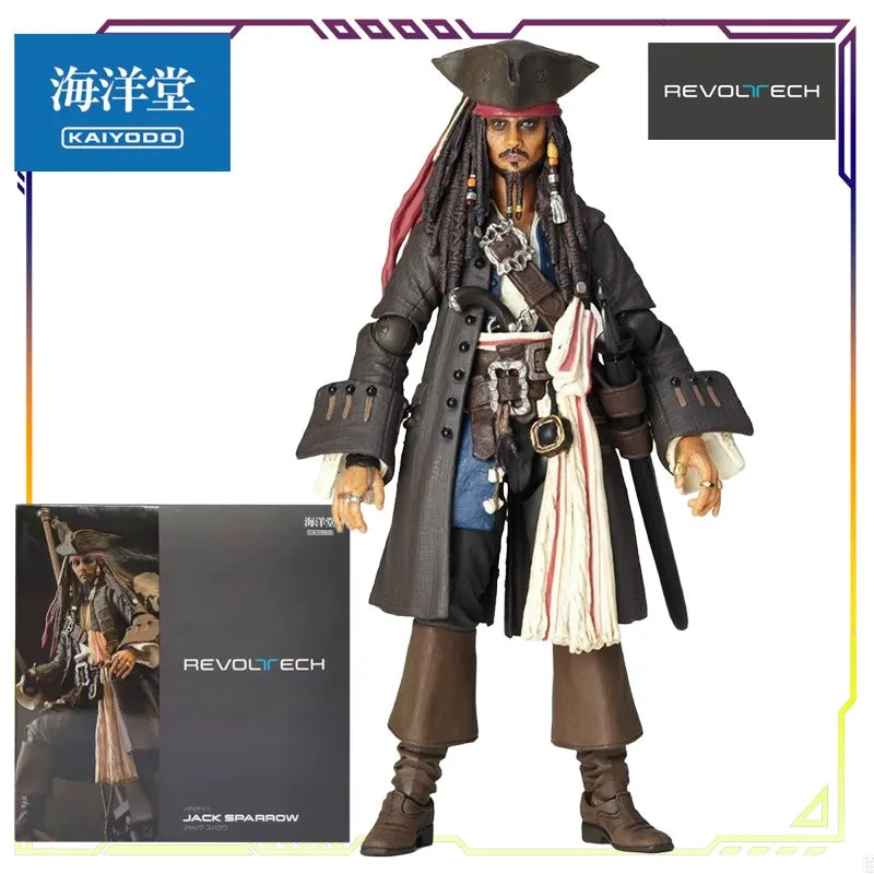 KAIYODO Original Revoltech Series Jack Sparrow Anime Action Figure - Pirates of the Caribbean Model Toy Ornament Gift for Boys