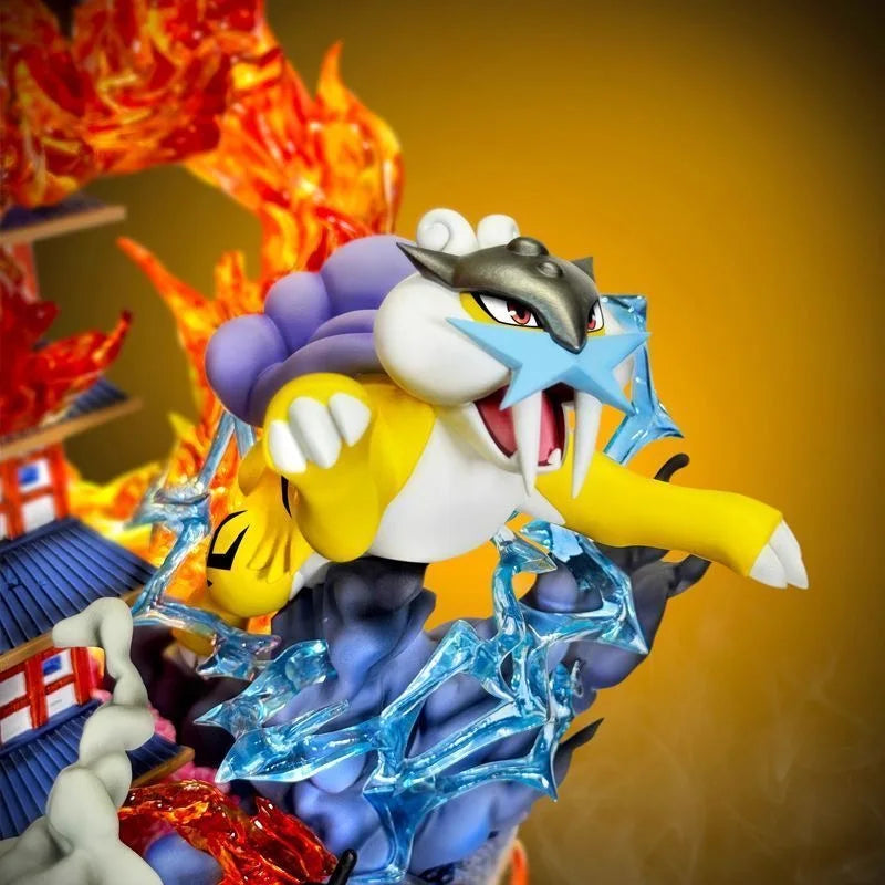 38cm/14.96in Anime Pokemon Figure Raikou/Suicune/Entei/Ho-Oh Figures Pvc Desktop Ornamen Figurine Collection Model Toys Gifts