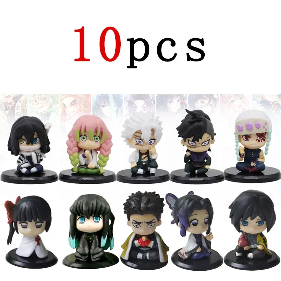 5 Style/Set Q Version Demon Slayer Sitting Ghost Doll Tanjiro Nidouzi Inosuke Zenizu Figure Action Figure Movie Model Toys Doll