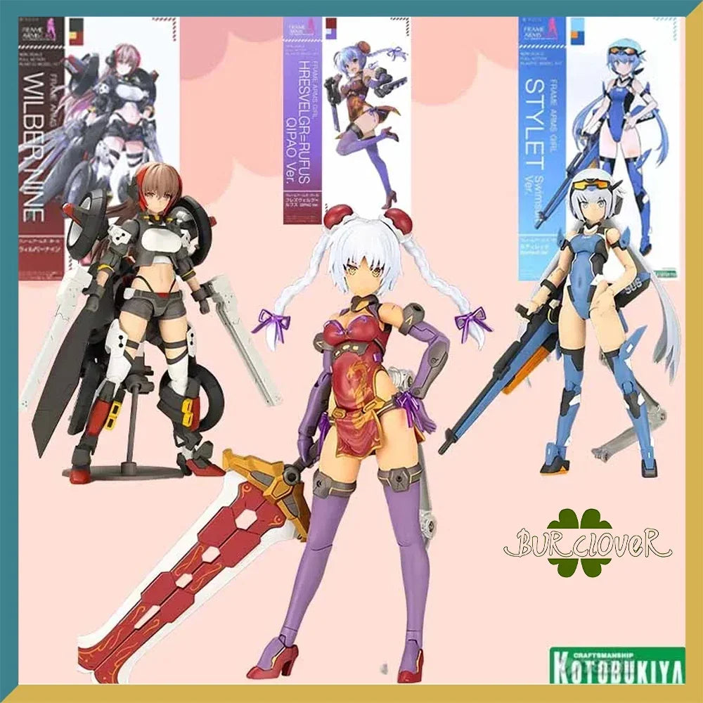 Genuine In Stock Kotobukiya Original FRAME ARMS GIRL STYLET WILBER NINE HRESVELGR=RUFUS QIPAO Ver. Anime Figure Assembly Model