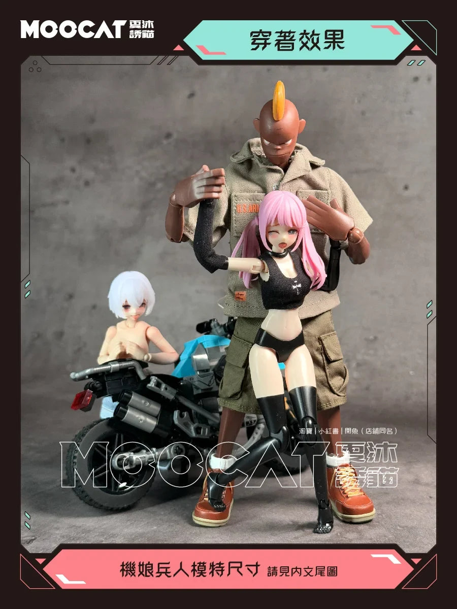 【20days made】 1/12 Female Soldier Girl Trendy Black Shirt Vest Handsome Fit OB11 Kotobukiya Romankey 6in Action Figure Model