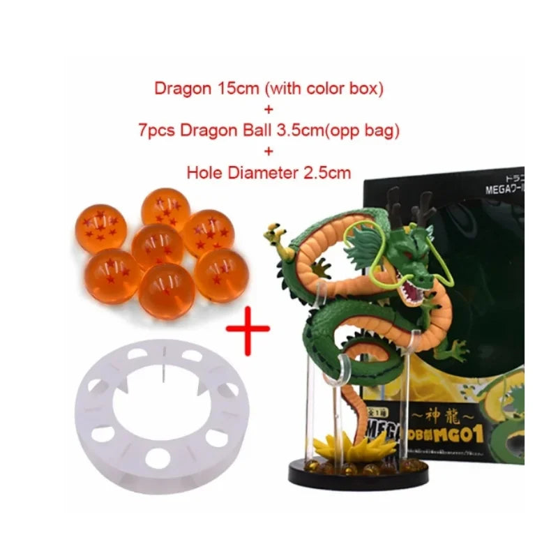 DBZ Anime Shenlong Figures Set Esferas Del Dragon and 7 Stars Dragon Crystal Balls 3.5cm Shelf Figurine Collection Model Toys