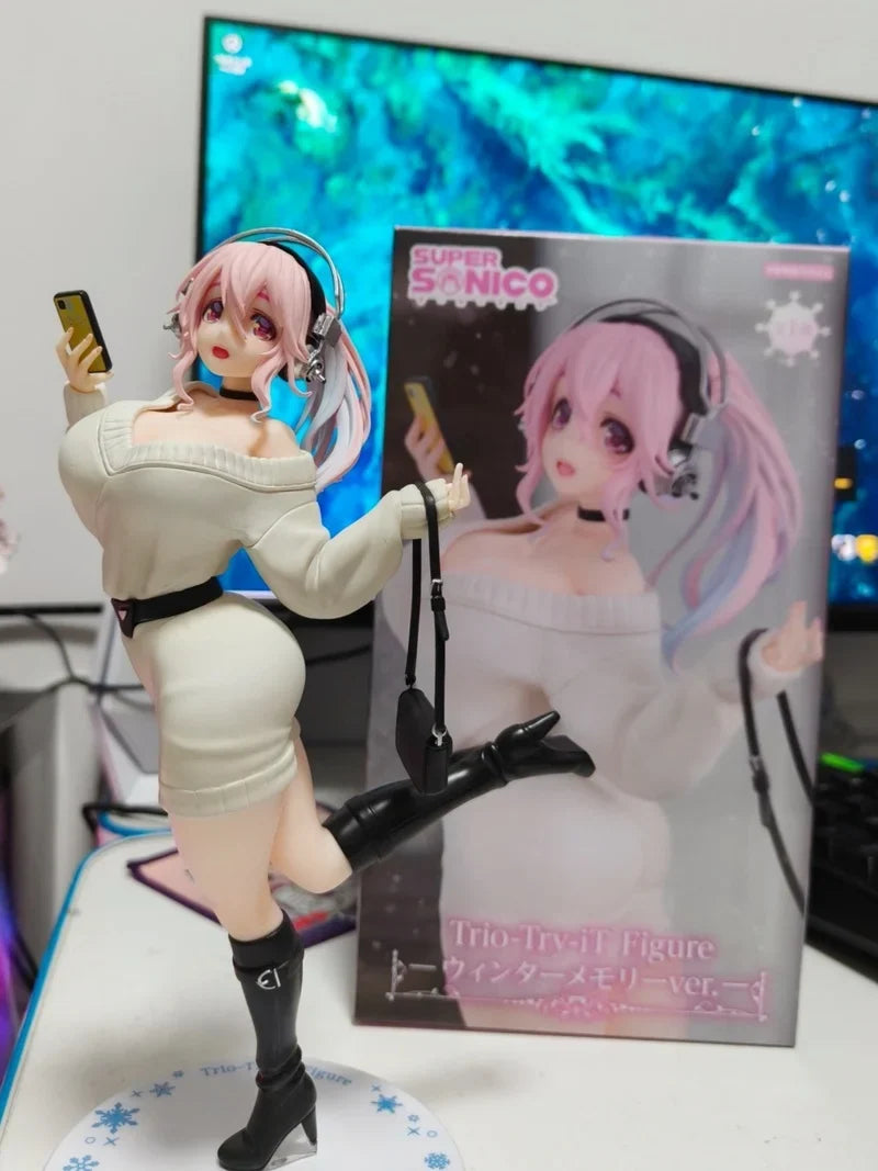 Original Furyu 30cm Super Sonico Anime Action Figures Bunny Girl Tuxedo Pvc Model Figurine Toys Collection Desktop Ornaments