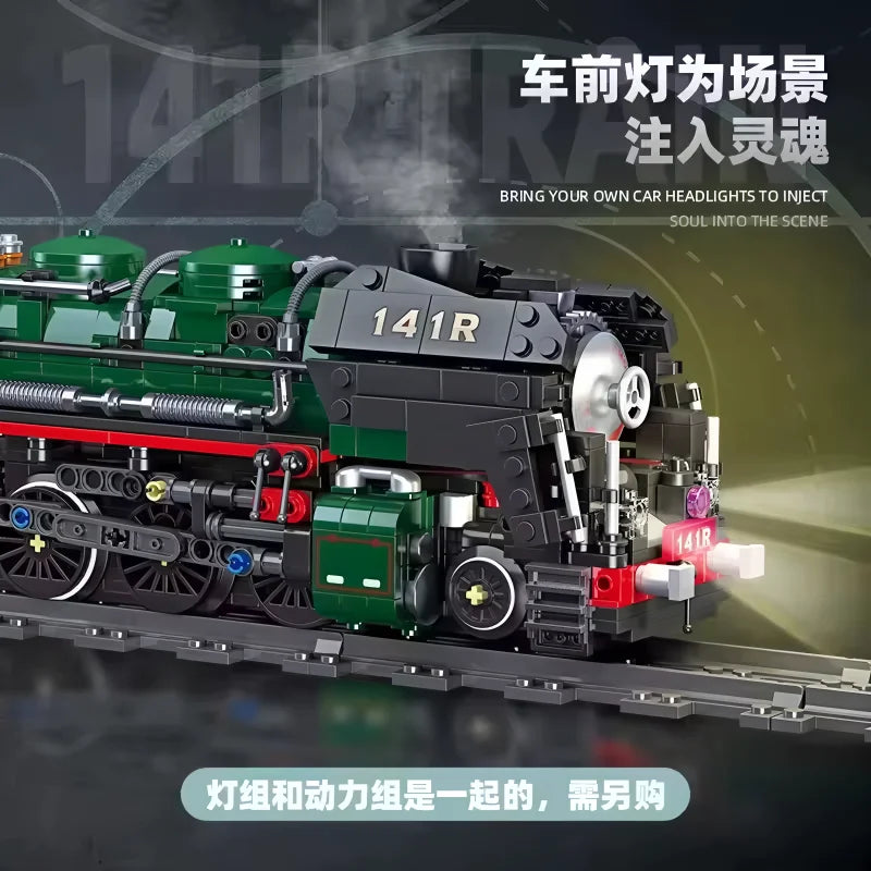 JIESTAR 59098 DIY Electric Train Building Blocks 141R Steam Engine Model Brick Toy for Kids Adults  Educational Birthday Gift