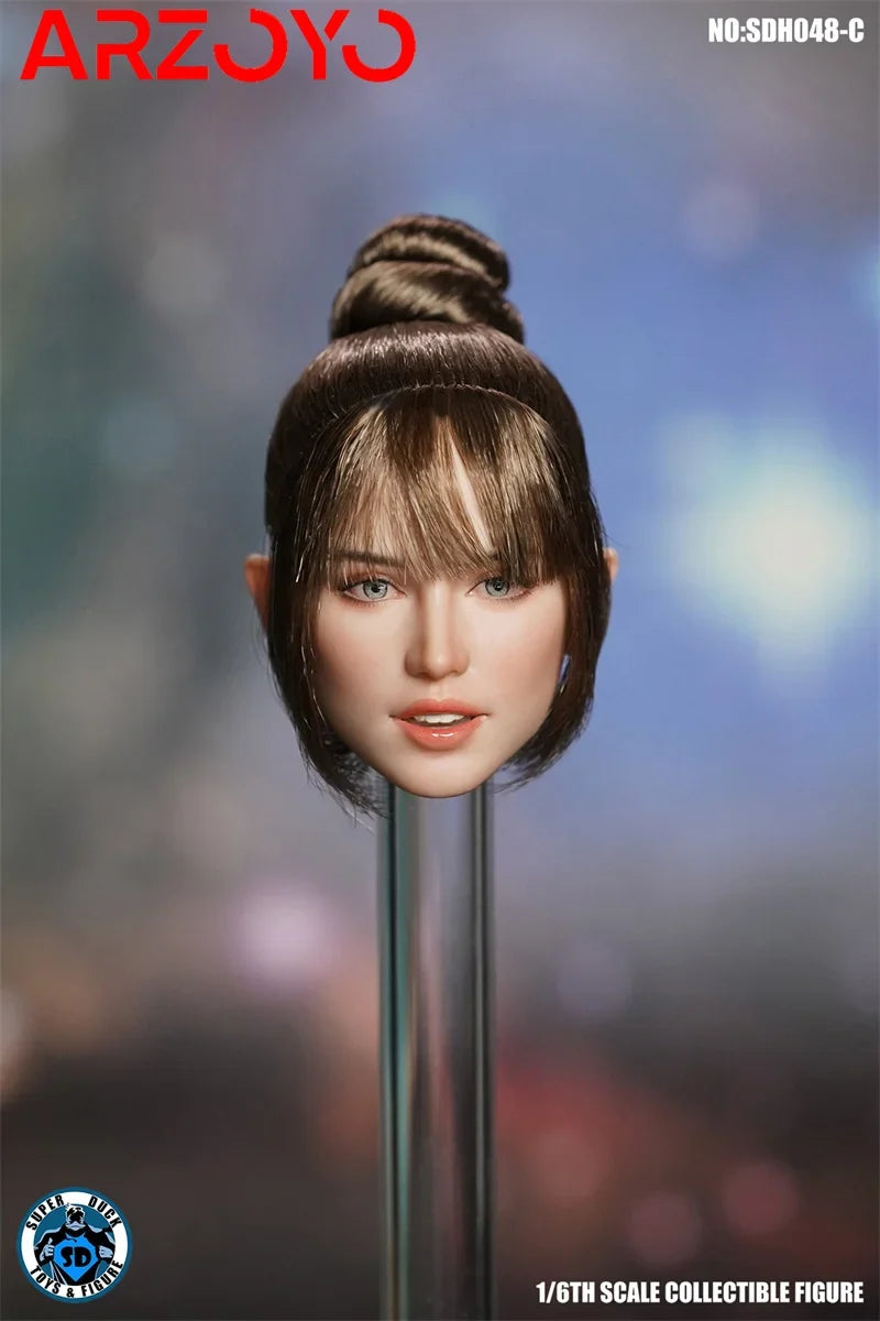 SUPER DUCK SDH048 1/6 Ana de Armas Head Sculpt Hair Carving Model Fit 12-inch TBLeague Female Soldier Suntan Action Figure Body