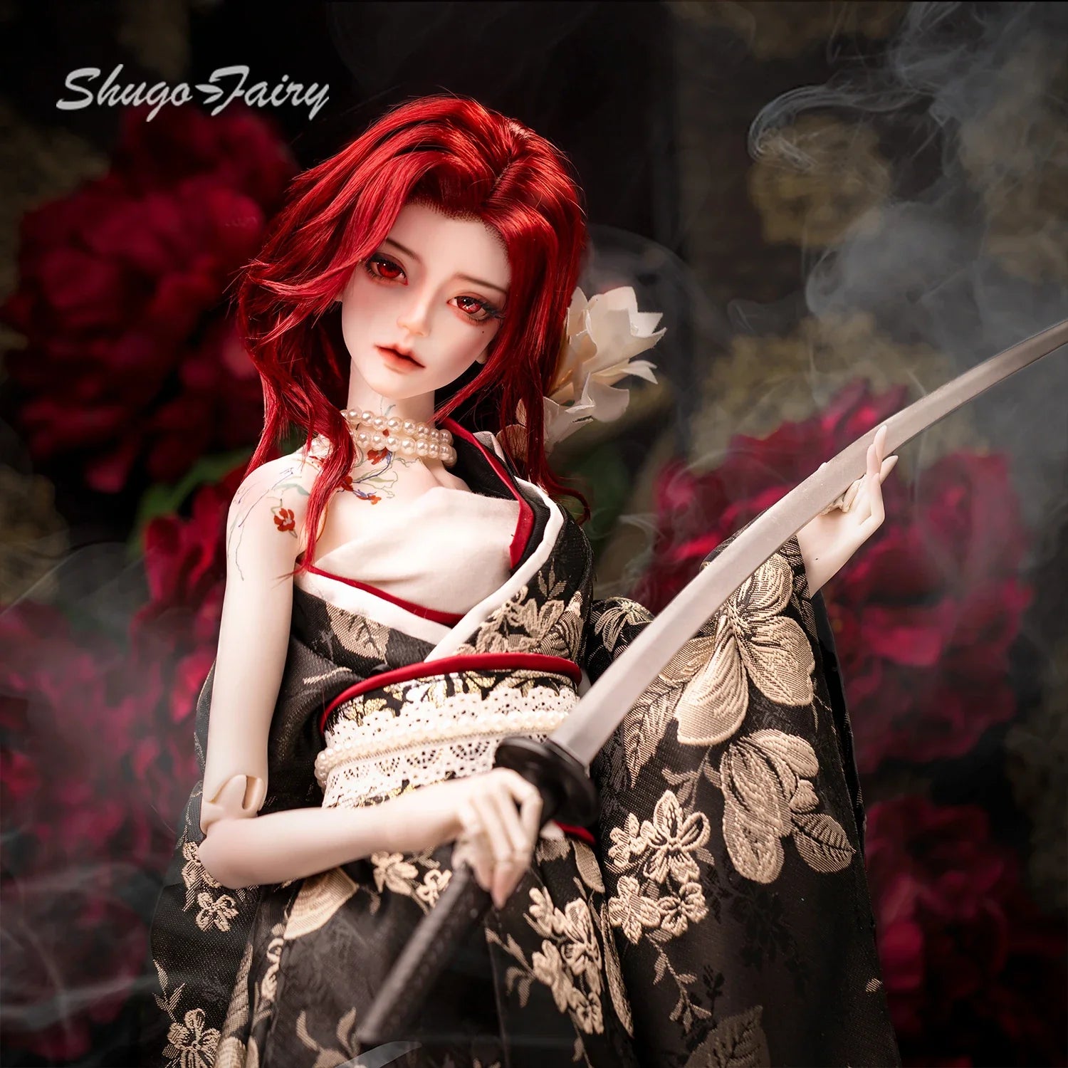BJD Doll 1/3 Zhihui Fullset B Japanese Kimono Style The Boss Lady Underworld Shuga Fairy Resin Figure with Appliqués