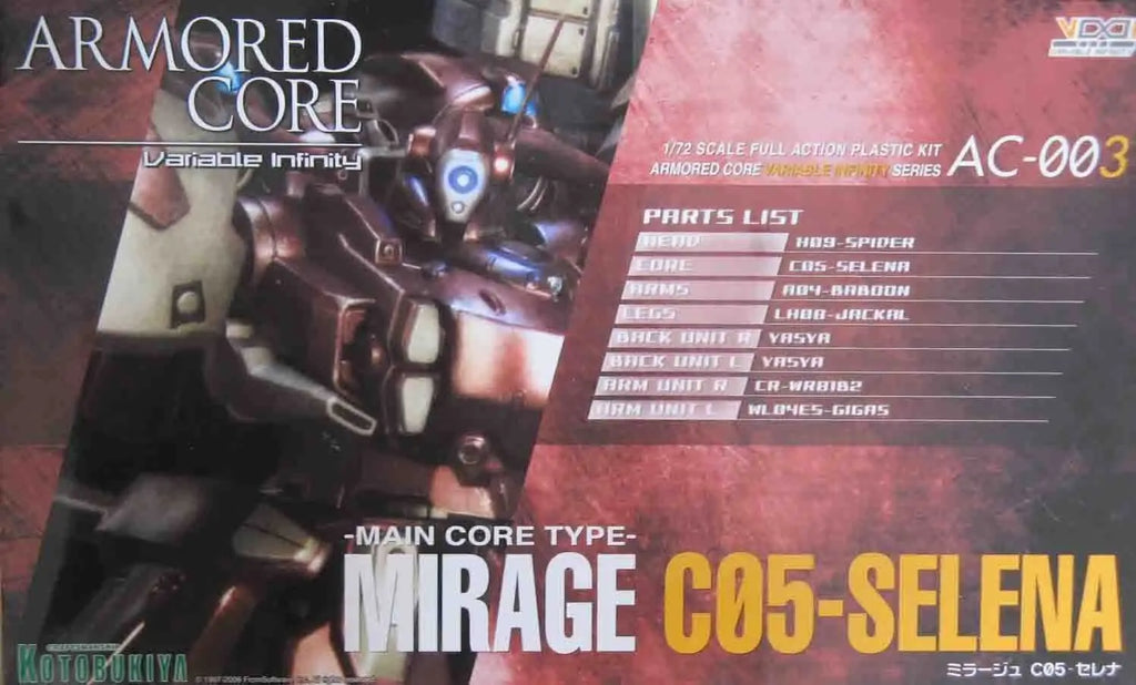 Kotobukiya Armored Core Action AC-003 MIRAGE C05-SELENA Anime Figure Plastic Model Kit Collectible Gifts