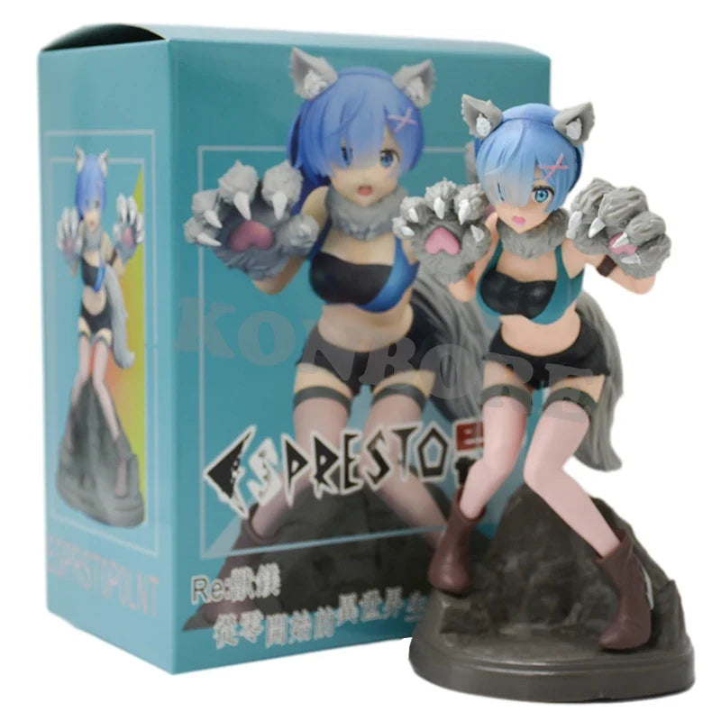 18cm Re:ZERO Starting Life in Another World Rem Anime Girl Figure Rem Monster Costume Action Figure Adult Model Doll Toys Gifts