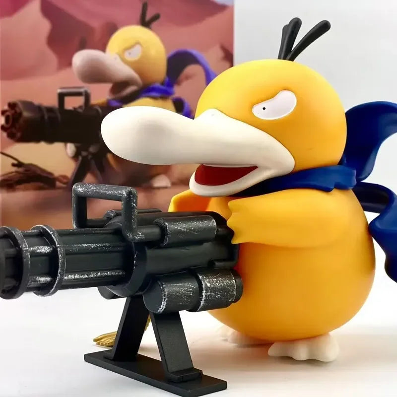 Pokemon Psyduck Gatling Gun Anime Figure Cross Dressing Toys PVC Statue Model Collection Decor Creative Peripheral Birthday Gift