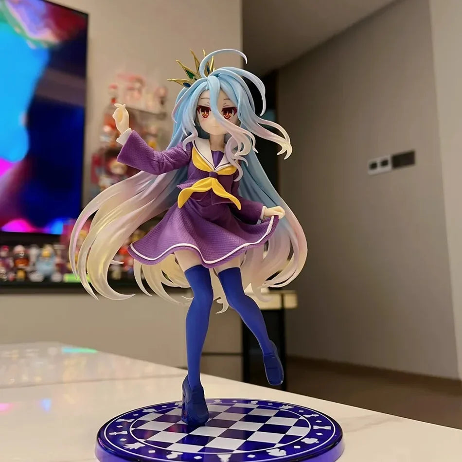 18cm No Game No Life Anime Figure Desktop Cute Cat Ear Shiro Action Figure Room Decorations PVC Adult Collection Model Doll Toys