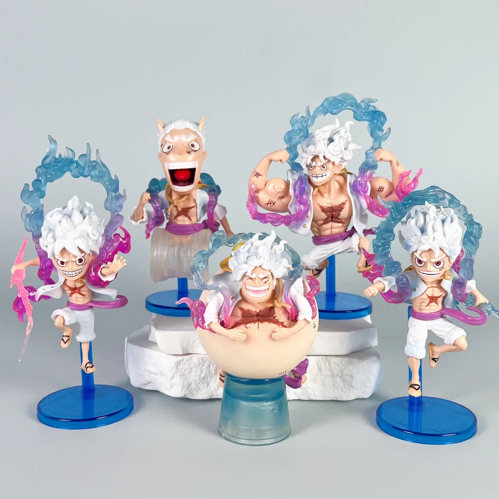 Anime Figure One Piece Q-Version Nika Luffy Five Level Sun God Gradient Special Effects Scenery Model Ornament