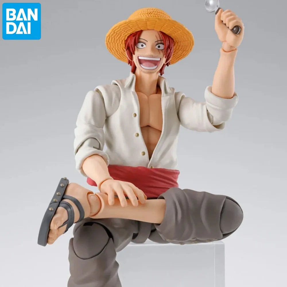 Stock Bandai Original Anime Figure One Piece S.H.Figuarts SHANKS & MONKEY.D.LUFFY -CHILDHOOD Action Figurine Toys Model Doll