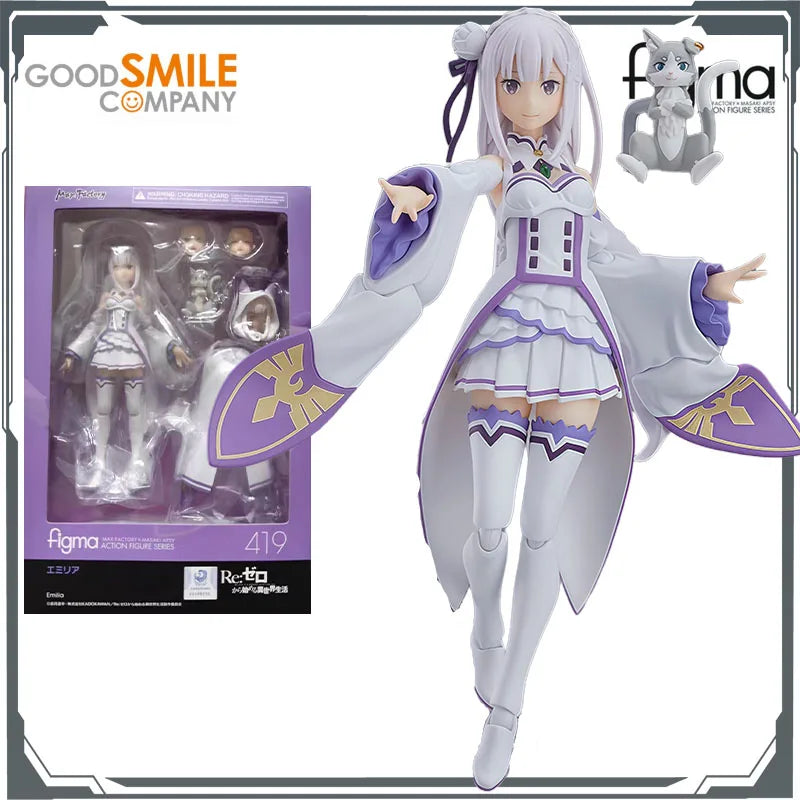 GSC Original Max Factory FIGMA 419 Emilia 140mm Anime Action Figures Toys for Boys Christmas Gift Collectible Model Ornaments