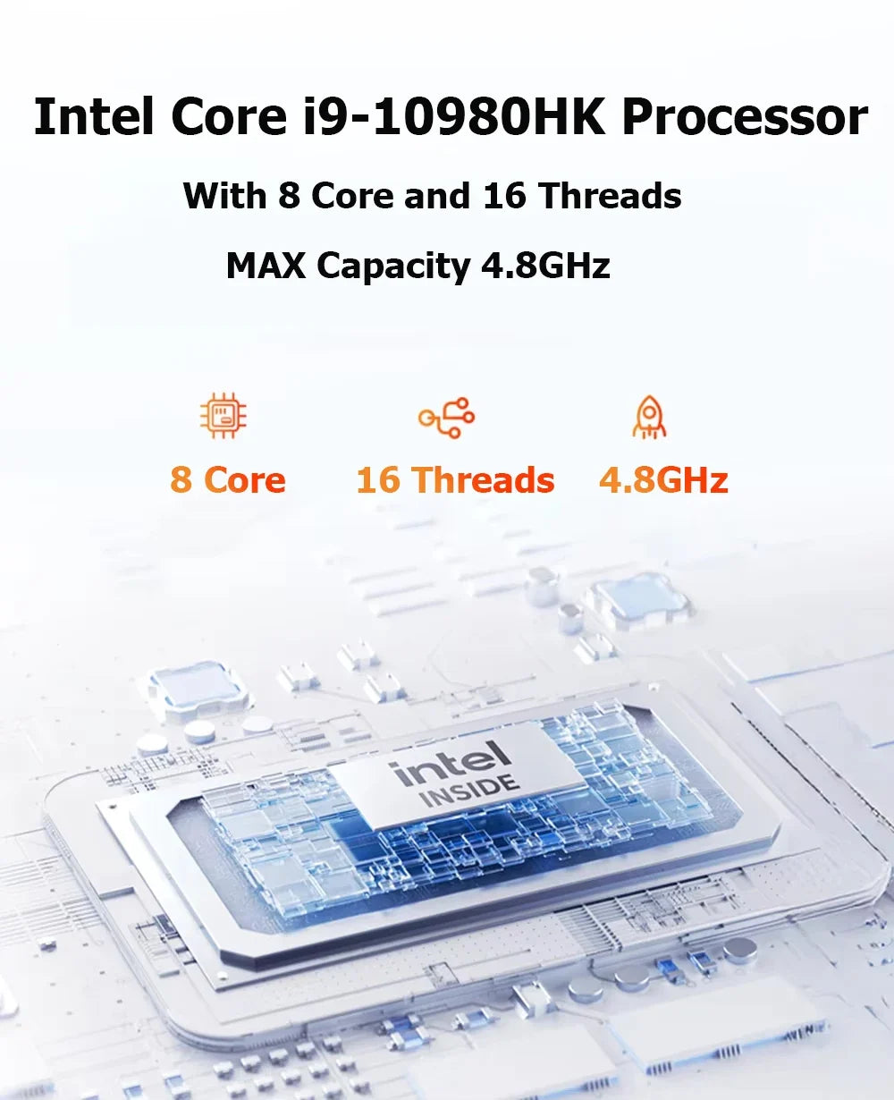 Intel Core i9 10980HK Portable Mini PC Computer Windows 11 16GB 1/2TB SSD Gaming Computer WiFi 6 USB office Mini Desktop PC