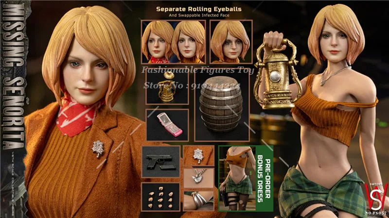 SWTOYS FS057 FS058 1/6 Women Soldier Charming Ashley Classic Anime Game Dolls 12Inch Movable Eyes Full Set Action Figure Model