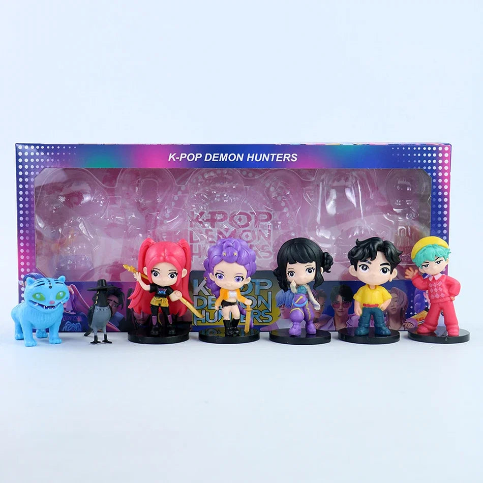 Q Version K-pop Girls Set Box Action Figure PVC Toy Derpys Rumi Mira Zoey Saja Boys Sussy Figurine Doll Fans Gift Childen Gift