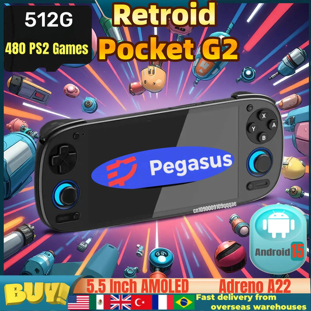Retroid Pocket G2 Gen 2  RPG2 Retro Handheld Video Game Console Video Player 5.5 Inch AMOLED Adreno A22 Android 15 512G PSP PS2