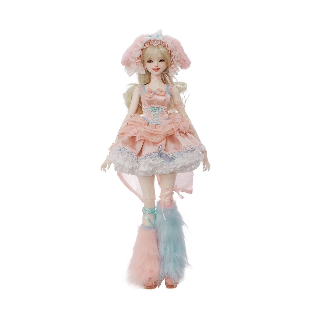 BJD Doll 1/4 Melanie A Pink Bunny Female Full Set Outfit Dress Smile Expression ShugaFairy Resin Figure W/ Wig